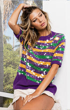 Purple Clear Sequin Mardi Gras Sweater