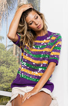 Purple Clear Sequin Mardi Gras Sweater