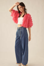 Rose Pink Fiesta Ruffle Short Sleeve Jacket