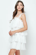 White Tiered Tulle Mini Dress