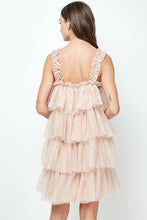 Nude Tiered Tulle Mini Dress