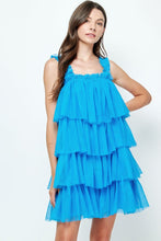Hawaiian Blue Tiered Tulle Mini Dress