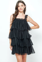 Black Tiered Tulle Mini Dress