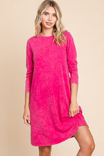 Hot Pink Mineral Wash Dress With Side Pocket