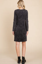 Black Mineral Wash Dress With Side Pocket
