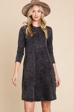 Black Mineral Wash Dress With Side Pocket