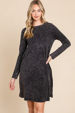 Black Mineral Wash Dress With Side Pocket