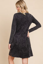 Black Mineral Wash Dress With Side Pocket