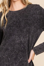 Black Mineral Wash Dress With Side Pocket