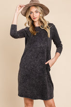 Black Mineral Wash Dress With Side Pocket