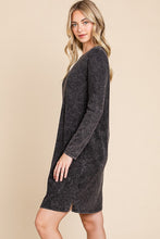 Black Mineral Wash Dress With Side Pocket