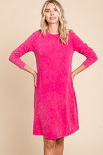 Hot Pink Mineral Wash Dress With Side Pocket