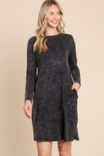 Black Mineral Wash Dress With Side Pocket