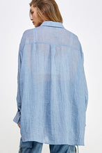 Blue See Through Button Down Shirts