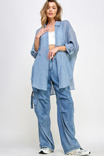 Blue See Through Button Down Shirts