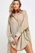 Beige See Through Button Down Shirts
