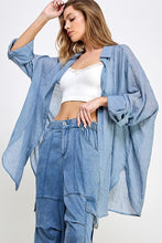 Blue See Through Button Down Shirts