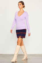 Lavender Long Sleeve V Neck Knit