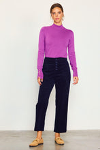 Magenta Long Sleeve Mock Neck Cuff Button Detail Knit Top