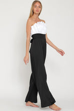 Black/White Tube Tie Back Waisted Colorblock Jumpsuit