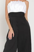 Black/White Tube Tie Back Waisted Colorblock Jumpsuit