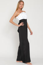 Black/White Tube Tie Back Waisted Colorblock Jumpsuit