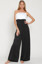 Black/White Tube Tie Back Waisted Colorblock Jumpsuit