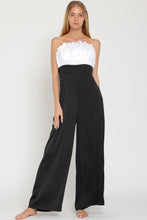 Black/White Tube Tie Back Waisted Colorblock Jumpsuit