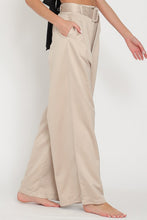Sand High Waisted Belted Long Pants