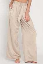 Sand High Waisted Belted Long Pants