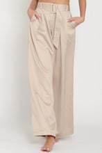 Sand High Waisted Belted Long Pants
