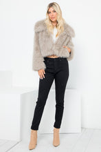 Grey Solid Faux Fur Crop Jacket