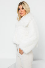 Cream Solid Faux Fur Crop Jacket