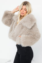 Grey Solid Faux Fur Crop Jacket