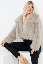 Grey Solid Faux Fur Crop Jacket