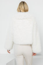 Cream Solid Faux Fur Crop Jacket