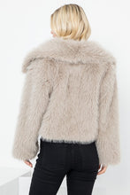 Grey Solid Faux Fur Crop Jacket