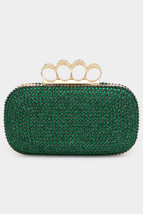 Green Bling Rectangle Evening Clutch