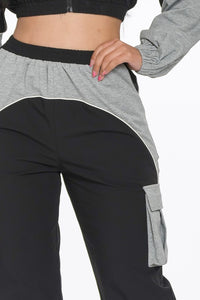 Black Combo Active Contrast Piping Jogger Set