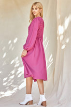 Magenta Solid Smocked Dress