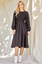 Black Solid Smocked Dress