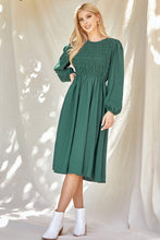 Hunter Green Solid Smocked Dress