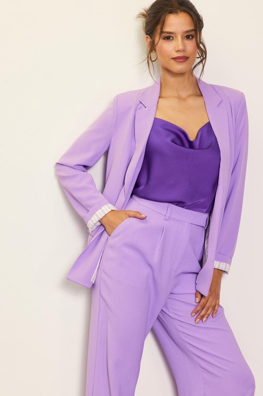 Digital Lavender Long Sleeve Welt Pocket Blazer