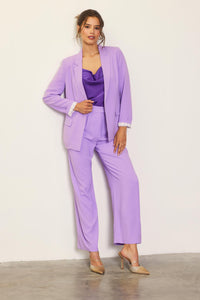 Digital Lavender Pintuck Wide Leg Trouser