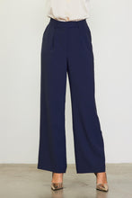 Midnight Blue Pintuck Wide Leg Trouser