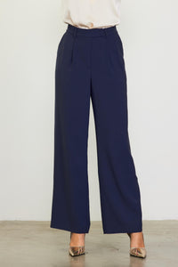 Midnight Blue Pintuck Wide Leg Trouser