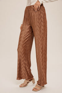Cocoa Pleated Bodre Straight Leg Pants