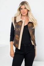 Brown Tan Vegan Leather Shearling Zip Up Vest
