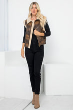 Brown Tan Vegan Leather Shearling Zip Up Vest