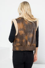 Brown Tan Vegan Leather Shearling Zip Up Vest